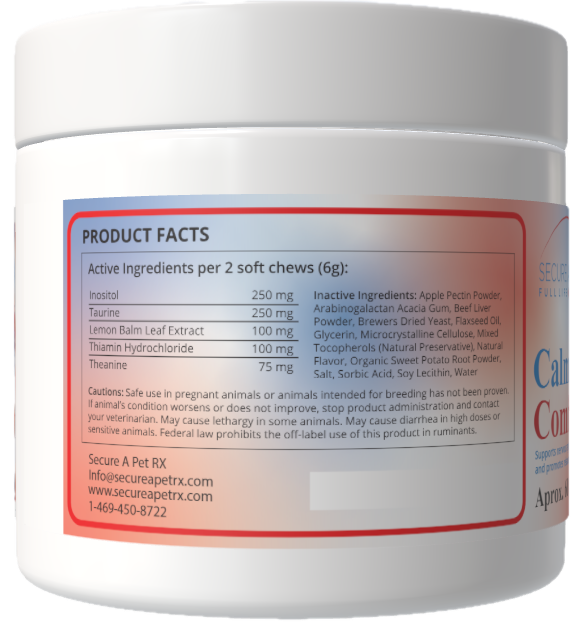 Calm & Comfort- Left Side <span style="color:red;">Calm</span> & <span style="color:#0F4FA0;">Comfort™</span>from Secure a Pet RX™