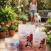 Calm & Protect Product Line on Patio with woman & dog Calm & Comfort™ Calming & Stress Support